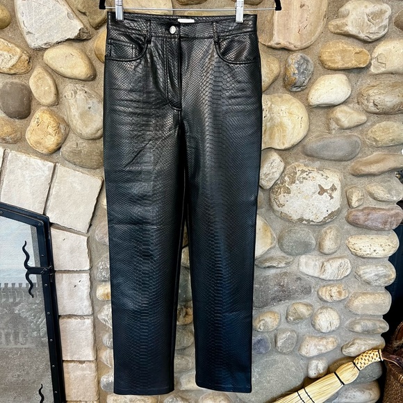 Aritzia Melina Black Snake Print Leather Pants - Picture 2 of 7